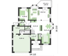 Чертеж двухэтажного особняка на 241 кв. м с удивительно красивыми балконами