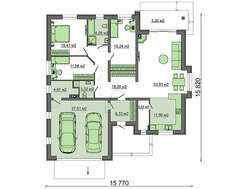 Проект 1-этажного дома с гаражом и мансардой