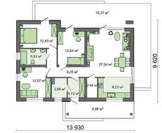 Большой одноэтажный коттедж с чердаком