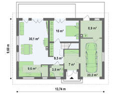 Традиционный мансардный дом вытянутой формы