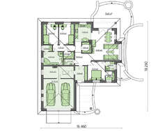 Проект небольшой 1-этажной усадьбы с гаражом на 2-е машины