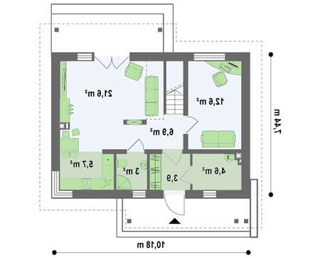 Проект дома с мансардой общей площадью 111 кв.м.