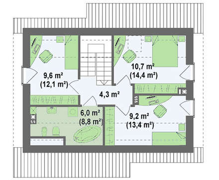Проект дома с мансардой общей площадью 111 кв.м.