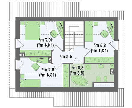 Проект дома с мансардой общей площадью 111 кв.м.