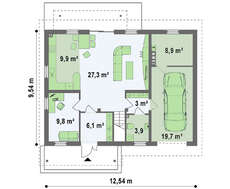 Проект 1,5-этажного дома с дополнительной спальней на первом этаже