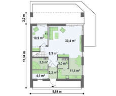 Проект практичного дома с оригинальной мансардой и кирпичным фасадом