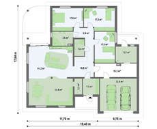 Проект одноэтажного дома с симпатичным кирпичным фасадом