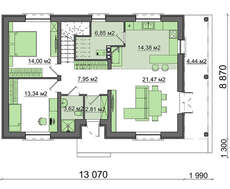 Проект мансардного коттеджа с четырьмя спальнями