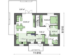Классический проект коттеджа 8 на 12 с мансардой