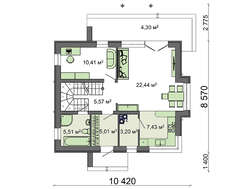 Симпатичный проект коттеджа 8 на 9 с мансардой