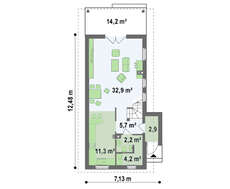 Проект двухэтажного небольшого коттеджа, адаптированного под узкий участок
