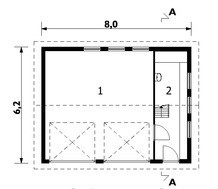 Проект гаража для 2х авто с мансардой и балконом