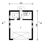 Проект для строительства одноэтажного здания с гаражом и балконом