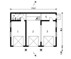 Проект гаража на 3 парковочных места с чердаком