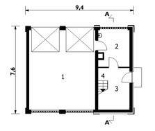 Проект одноэтажного здания с гаражом на 2 машины