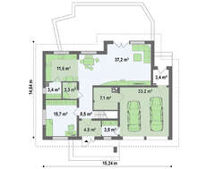 Проект 1,5-этажного коттеджа в традиционном стиле с двойным гаражом