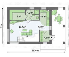 Проект отдельно стоящей баньки с гостевыми комнатами