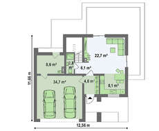 Проект небольшого двухэтажного дома с плоской кровлей