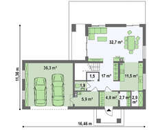 Проект небольшого двухэтажного дома с гаражом в пристройке
