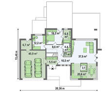 Проект современный двухэтажного дома с террасой на втором этаже