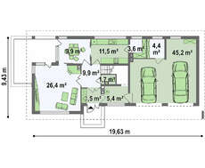 Проект современного двухэтажного дома с гаражом в пристройке