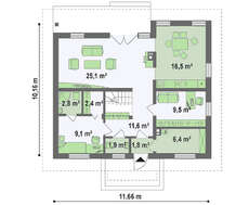 Классический проект загородного коттеджа 10 на 12