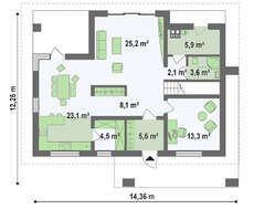 Проект приятного дома с мансардой в строгом стиле