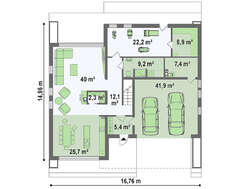 Проект загородного двухэтажного дома с плоской кровлей