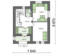 Небольшой двухэтажный коттедж до 80 m²