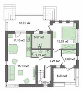 Современный коттедж на два этажа площадью 140м2