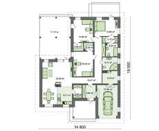 Проект одноэтажного дома с большой уютной террасой