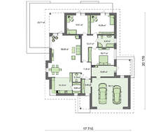 Проект 1 этажного дома с эркером и террасой