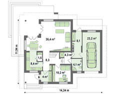 Проект красивого оригинального коттеджа с мансардой и гаражом