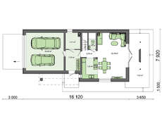Проект особняка с мансардой и гаражом для узкого участка