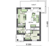 Проект загородного двухэтажного коттеджа с тремя спальнями