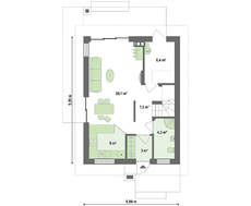 Проект двухэтажного компактного коттеджа для узкого участка