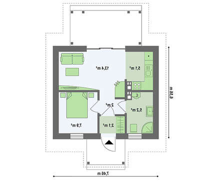 Проект летнего коттеджа 35 m²