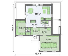 Проект стильного современного коттеджа с мансардой