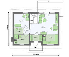 Проект практичного коттеджа с мансардой для небольшого участка