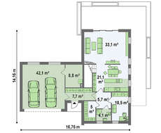 Проект дома с мансардой с гаражом на два авто