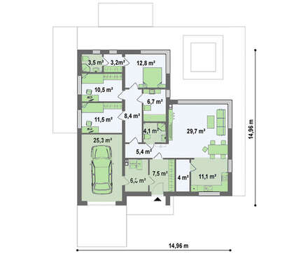 Проект одноэтажного дома с панорамными окнами