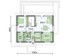 Проект дома 9 на 12 с мансардой