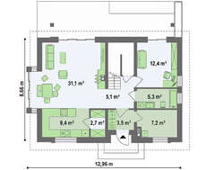 Проект небольшого привлекательного коттеджа для узкого участка