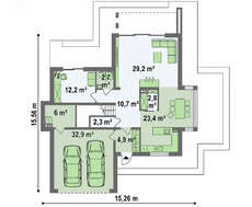 Проект небольшого современного двухэтажного дома с террасой на втором этаже