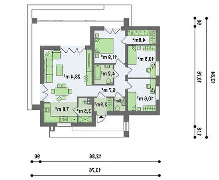 Проект небольшого одноэтажного дома с плоской кровлей