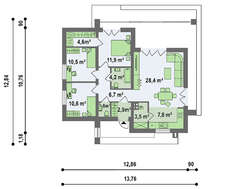 Проект небольшого одноэтажного дома с плоской кровлей
