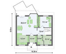Проект небольшого экономичного коттеджа с мансардой