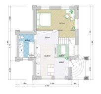 Проект для строительства небольшого двухэтажного домика 70 m²