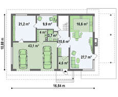 Стильный проект коттеджа с просторной террасой над гаражом