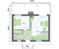 Проект бюджетного негабаритного одноэтажного коттеджа с деревянным фасадом